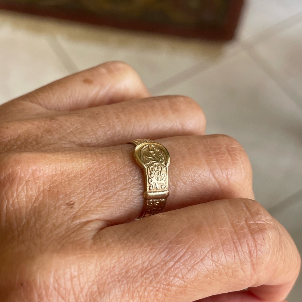 Antique 9k Buckle Ring - Picture 9 of 12